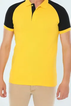 Polo Yaka Slim Fit Erkek T-shirt Sarı