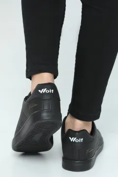 Kadın Düz Taban Bağcıklı Spor Ayakkabı Siyah