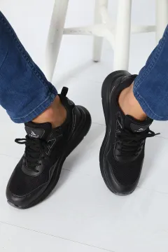Erkek Bağcıklı Anaroklu Günlük Spor Ayakkabı Siyah