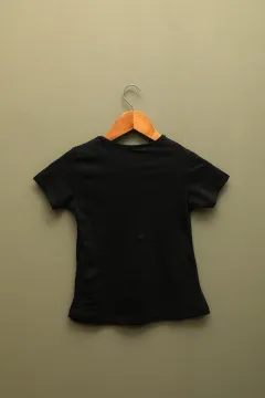 Erkek Çocuk Bisiklet Yaka Baskılı T-shirt Siyah