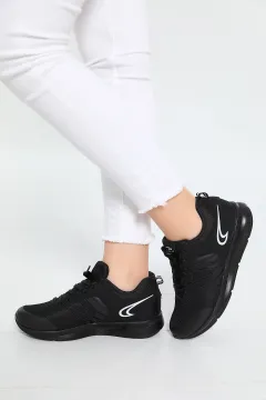 Kadın Bağcıklı Anaroklu Günlük Spor Ayakkabı Siyah