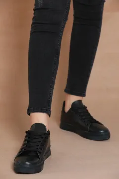 Kadın Bağcıklı Sneaker Spor Ayakkabı Siyah