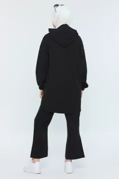 Kadın Modest Salaş Tunik Çimalı Pantolon Tesettür İkili Takım Siyah