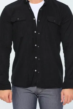 Erkek Likralı Uzun Kol Gömlek Siyah