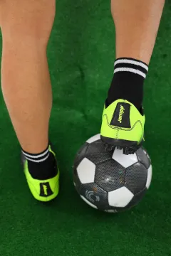 Erkek Bağcıklı Halısaha Futbol Ayakkabısı Siyah Neon Yeşil