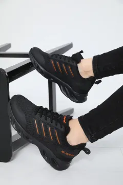 Kadın Bağcıklı Lafonten Triko Spor Ayakkabı Siyah Orange