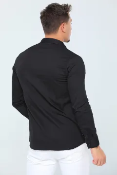 Erkek Uzun Kollu Uzun Kollu Basic Gömlek Siyah