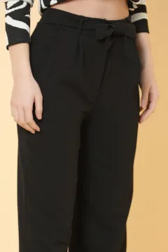 Kadın Yüksek Bel Cepli Pantolon Siyah