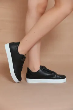 Kadın Cırtlı Sneaker Spor Ayakkabı Siyahbeyaz
