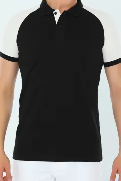 Polo Yaka Slim Fit Erkek T-shirt Siyahkrem