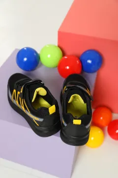 Çocuk Anaroklu Cırtlı Günlük Spor Ayakkabı Siyahsarı