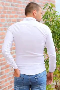 Slim Fit Uzun Kollu Erkek Gömlek Beyaz