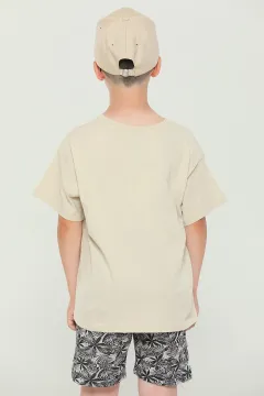 Erkek Çocuk Bisiklet Yaka Salaş T-shirt Taş