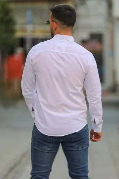 Tek Cepli Ön Çıtçıtlı Erkek Gömlek Beyaz