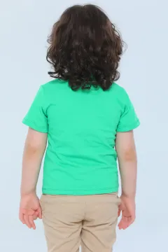 Erkek Çocuk Bisiklet Yaka T-shirt Yeşil