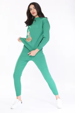 Kadın Triko Kazak Pantolon İkili Takım Yeşil