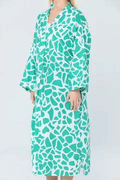 Kadın Truvakar Kol Desenli Kimono Hırka Yeşil