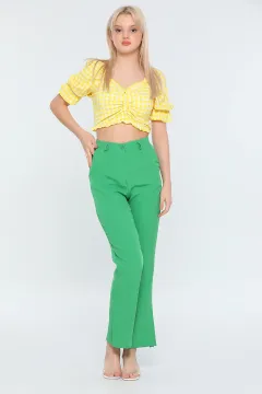 Kadın Yüksek Bel Kumaş Pantolon Yeşil