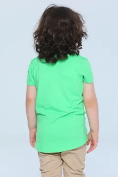 Erkek Çocuk Bisiklet Yaka T-shirt Yeşilsiyah