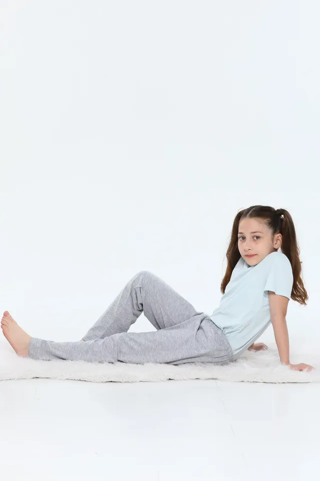 Kız Çoçuk Likralı Pijama Altı AçıkGri