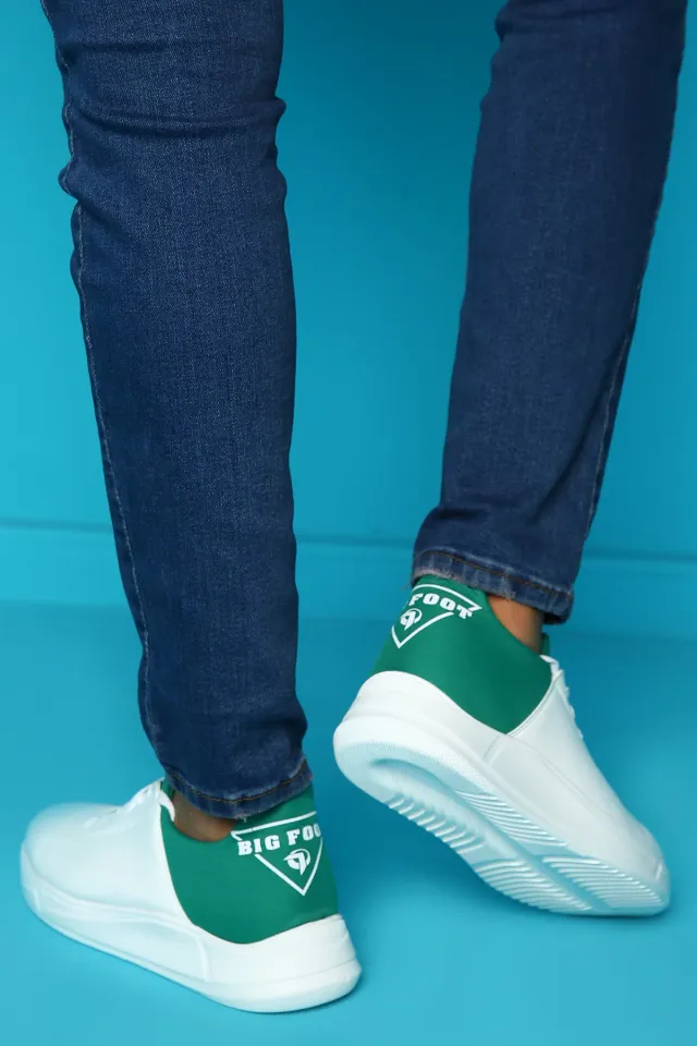 Bağcıklı Erkek Spor Ayakkabı Beyazyeşil