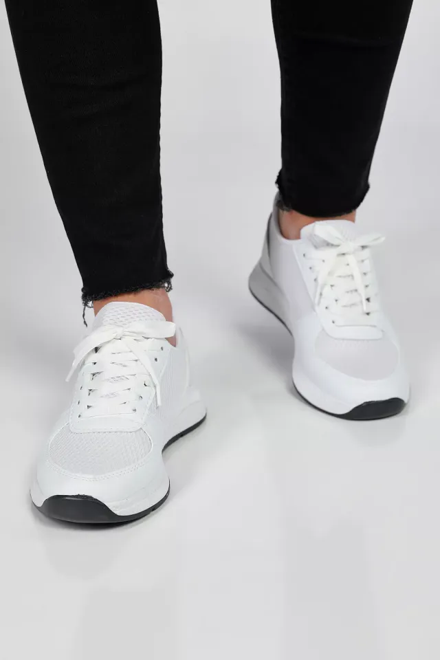 Bağcıklı Kadın Günlük Spor Ayakkabı Beyaz