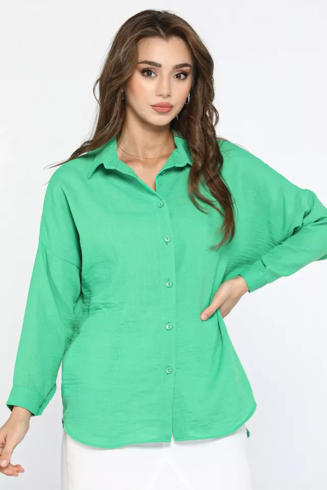 Basic Salaş Kadın Gömlek Yeşil