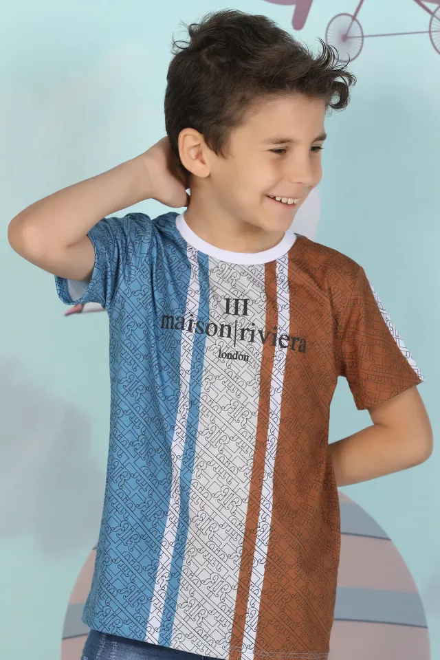 Erkek Çocuk Baskılı T-shirt İndigo