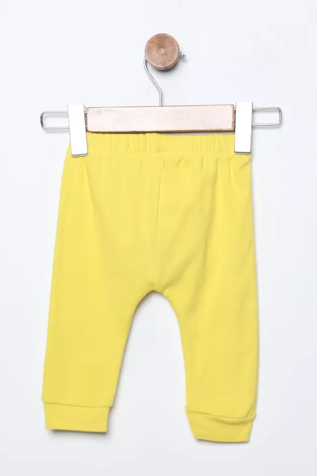 Bel Lastikli Baskılı Erkek Bebek Pijama Altı Sarı
