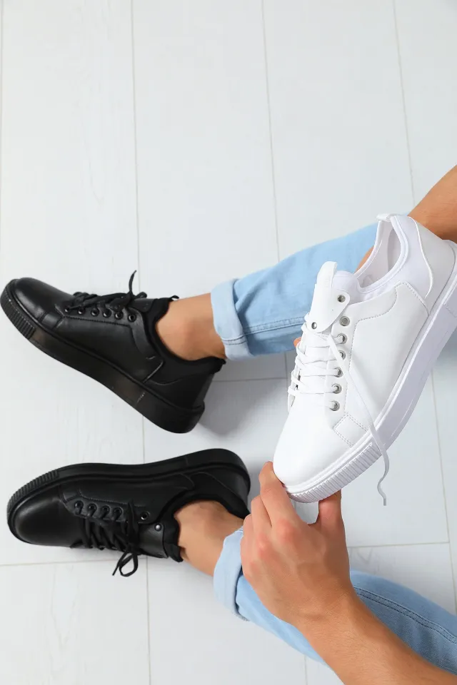 Erkek Bağcıklı Yüksek Taban Günlük Spor Ayakkabı Beyaz