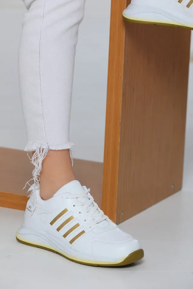Kadın Bağcıklı Spor Ayakkabı Beyazgold