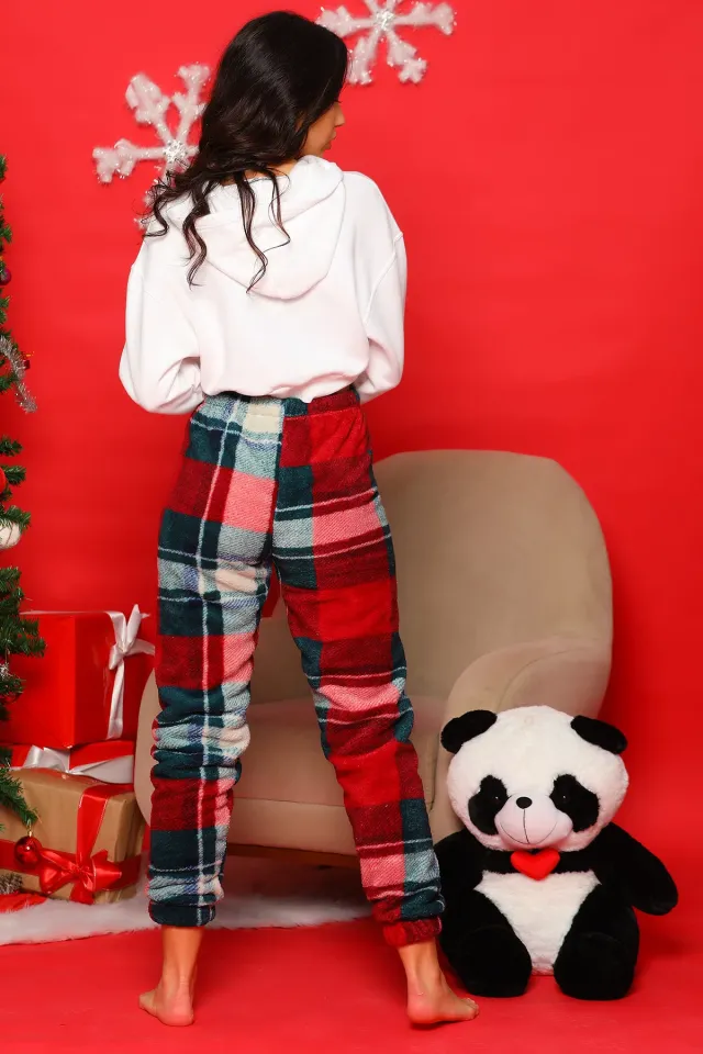 Kadın Welsoft Paça Lastikli Polar Pijama Altı Bordo