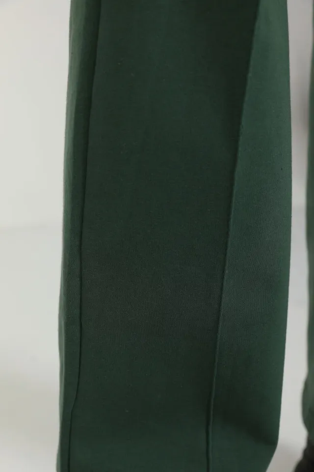 Kadın Çimalı Bol Paça Pantolon Eşofman Yeşil