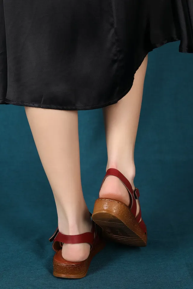 Cırtlı Kadın Sandalet Bordo