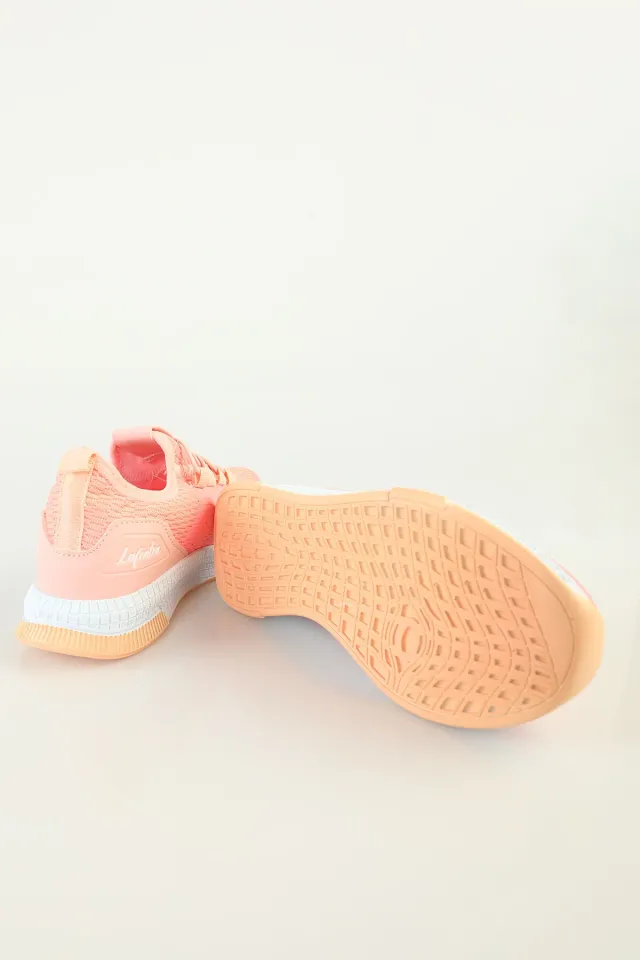 Çocuk Bağcık Lastik Detaylı Spor Ayakkabı Somon