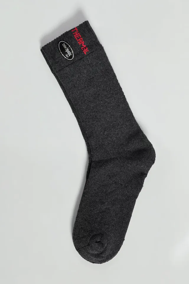 Düz Renk Kışlık Kalın Termal Çorap Erkek Antrasit