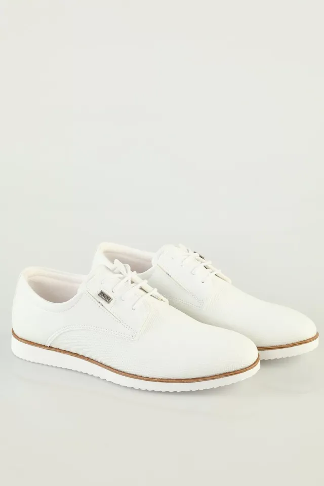 Erkek Bağcıklı Klasik Günlük Ayakkabı Beyaz