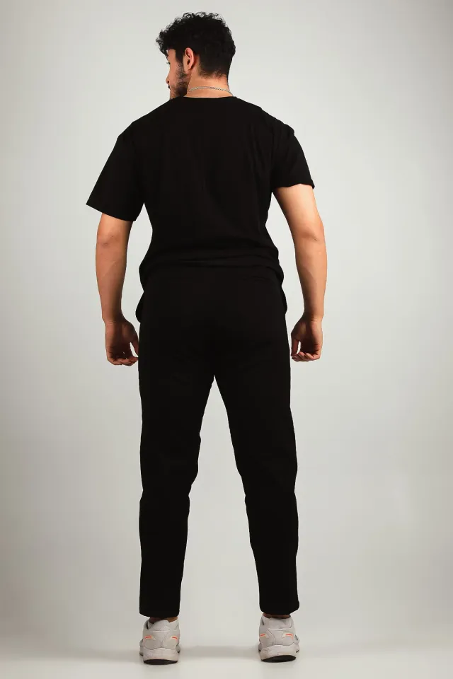 Erkek Bel Bağcıklı Jogger Pantolon Siyah