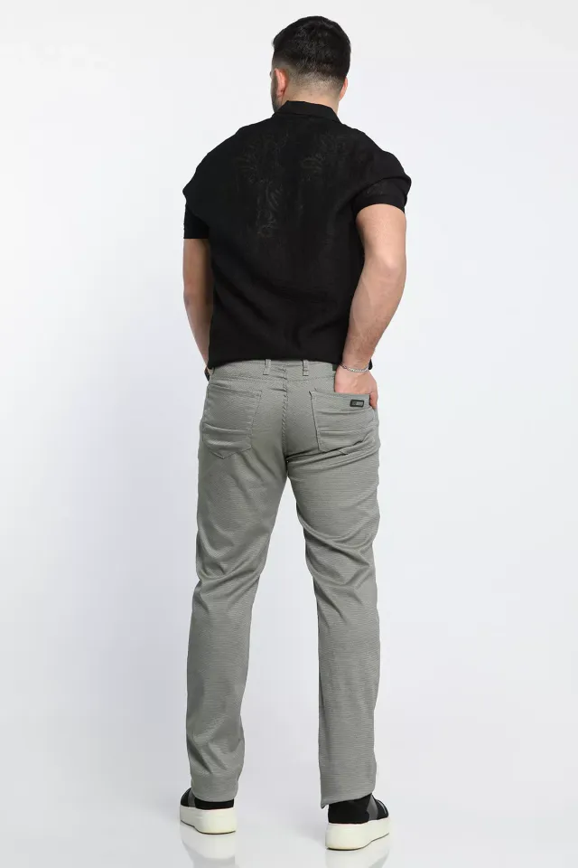 Erkek Çizgili Klasik Keten Pantolon Mint