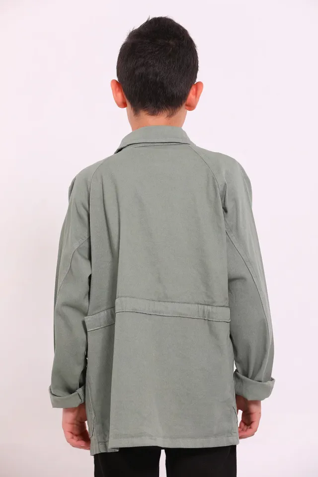 Erkek Çocuk Baskı Detaylı T-shirt Ceket İkili Takım Haki