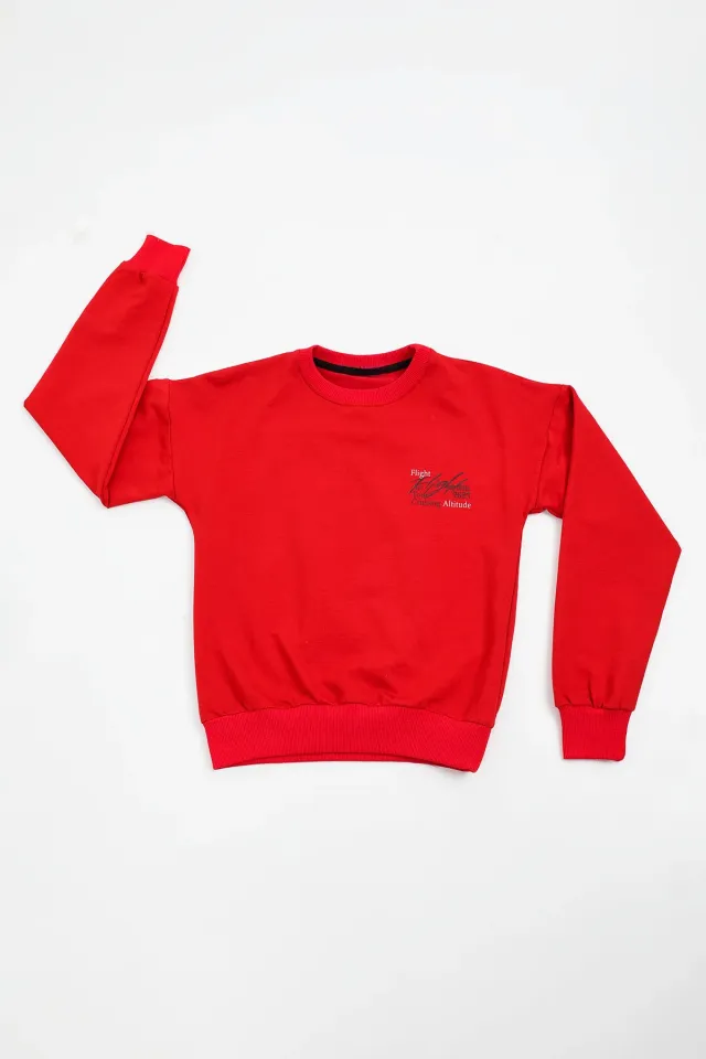 Erkek Çocuk Baskılı Sweatshirt Kırmızı