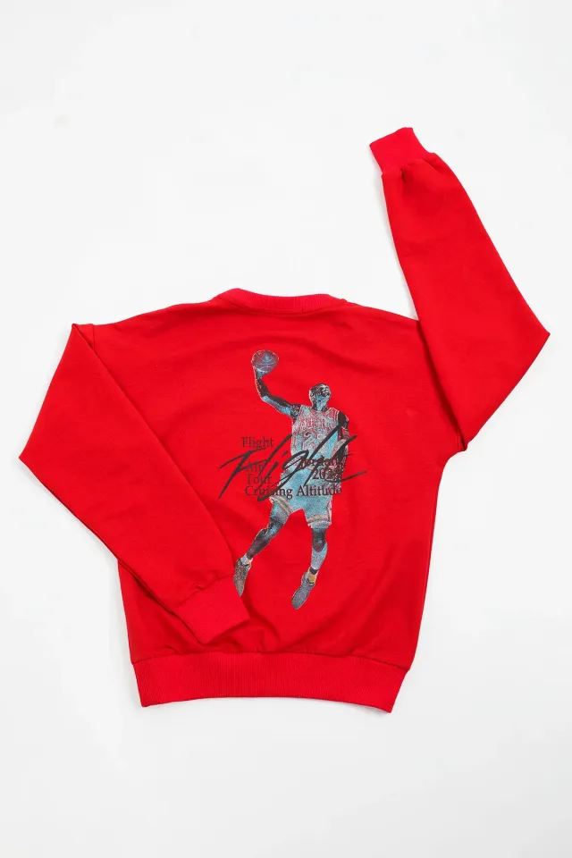 Erkek Çocuk Baskılı Sweatshirt Kırmızı