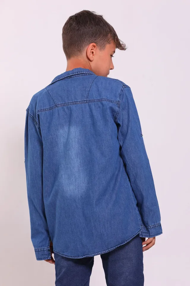 Erkek Çocuk Ön Baskı Detaylı T-shirt Ceket İkili Takım Mavi