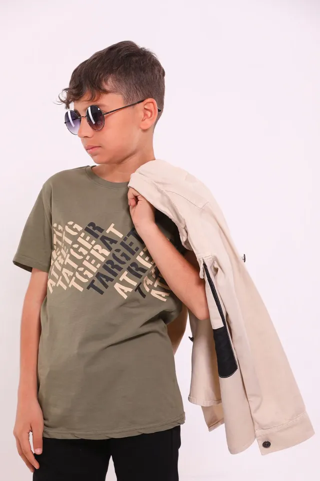 Erkek Çocuk T-shirt Ceket İkili Takım Bej