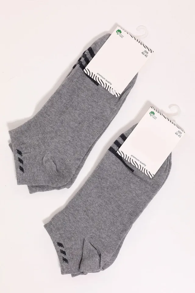 Erkek İkili Patik Çorap(40-45 Beden Aralığında Uyumludur) Gri