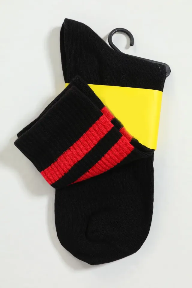 Erkek Kolej Çorap (40-44 Uyumludur) Siyahkırmızı