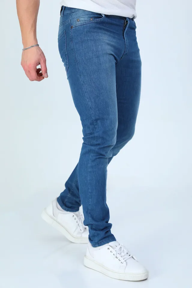 Erkek Likralı Jeans Pantolon Açıkmavi