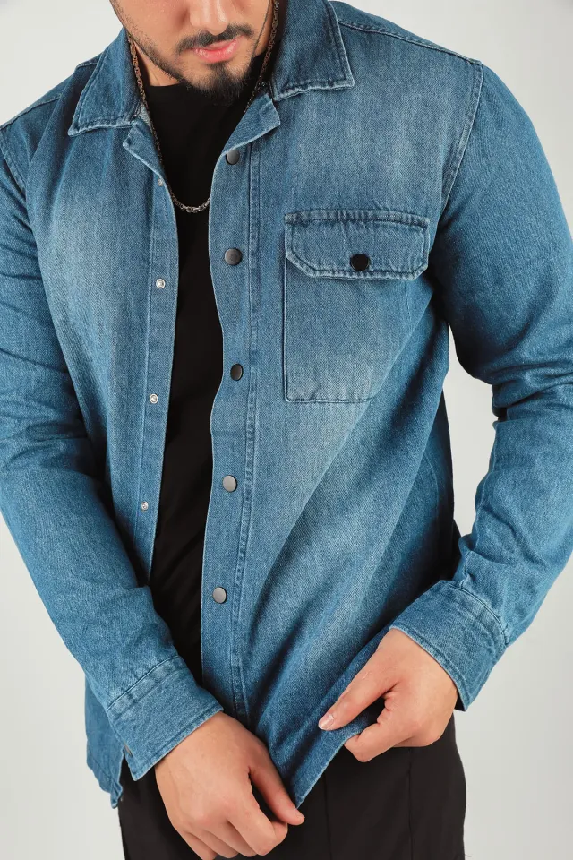 Erkek Mevsimlik Jeans Ceket Mavi