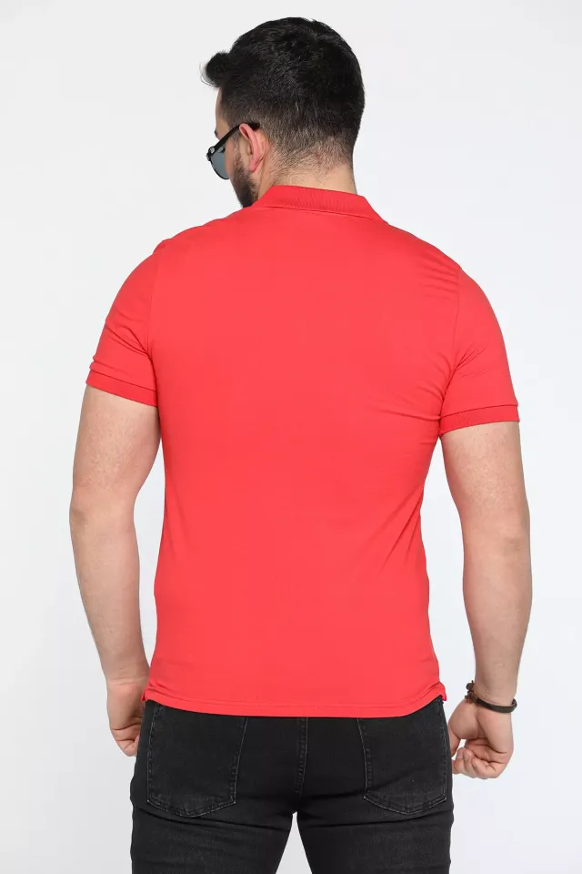 Erkek Polo Yaka Likralı T-shirt Kırmızı