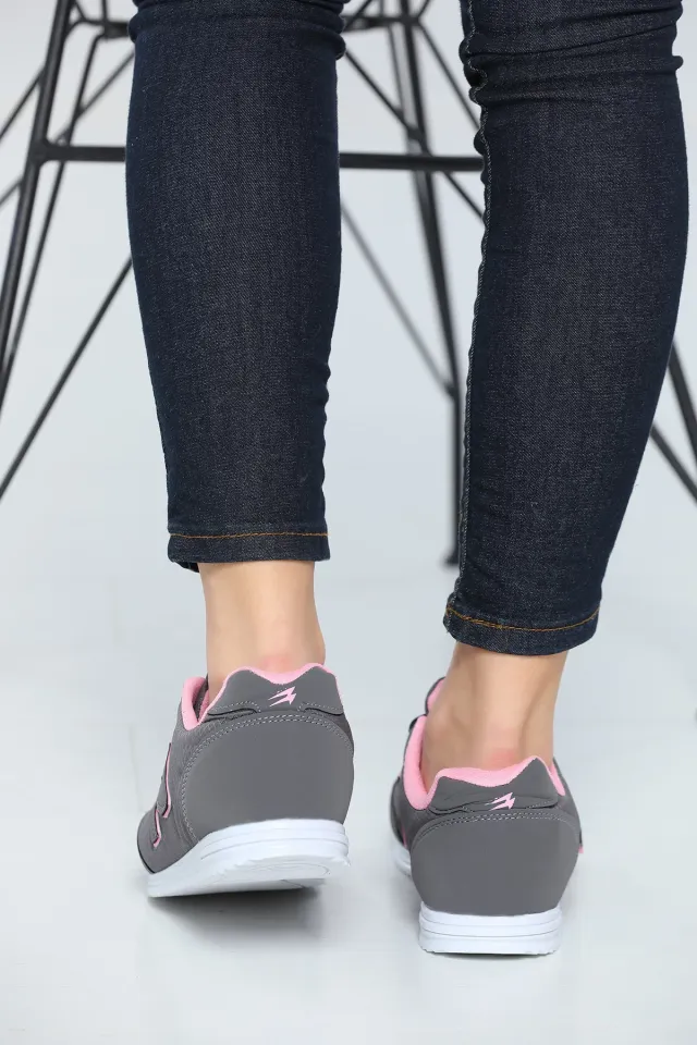 Kadın Düz Taban Bağcıklı Spor Ayakkabı Füme
